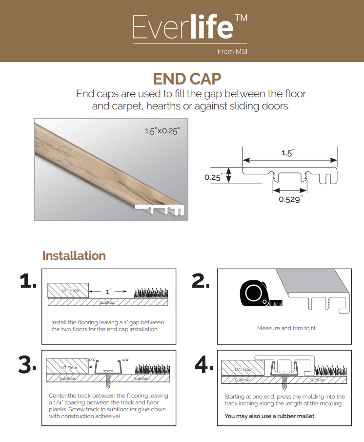 END CAP 1.5"x0.25”x94" - Luxury Vinyl Flooring For Less