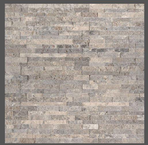 Silver Travertine Mini Stacked Stone - Luxury Vinyl Flooring For Less